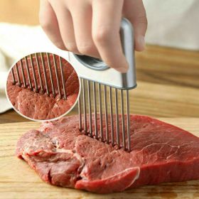 Onion Holder Slicer Vegetable Tools Tomato Cutter Stainless Steel Kitchen Gadget Steel Onion Needle With Cutting Safe Aid Holder Easy Slicer Cutter To