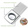 Onion Holder Slicer Vegetable Tools Tomato Cutter Stainless Steel Kitchen Gadget Steel Onion Needle With Cutting Safe Aid Holder Easy Slicer Cutter To