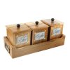 WILLART Handcrafted Teak Wood Antique Look Tea Coffee Sugar 3 Container Set in Wooden Tray ‚Äì Container with Lids (Dimension : 13.50 x 5.50 x 6 Inch)