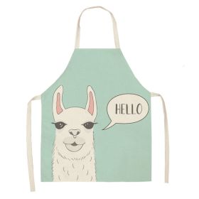 Alpaca Cartoon Cotton Linen Apron Sleeveless Antifouling Kitchen Home Cooking Waist Hanging Neck Kids' Bib (Option: 20-45 X56cm Children)