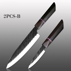 Stainless Steel Hand Forged Kitchen Knife (Option: 2pcsB)