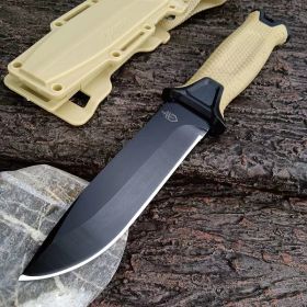 Outdoor Survival Straight Knife Self Defense (Option: Khaki Full Blade)