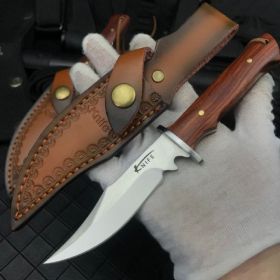 Mini Straight Knife Camping Hunting Fishing Knife Diving Knife Outdoor Knife Fixed Blade Handmade Knife Mens Gift EDC Tools (Color: Brown)