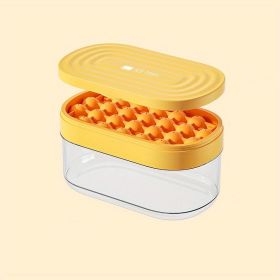 1pc 24 Grids Round Silicone Ice Tray Ice Mold Transparent Ice Cube With Lid Ice Storage Box Ice Tray Tool (Color: Yellow)