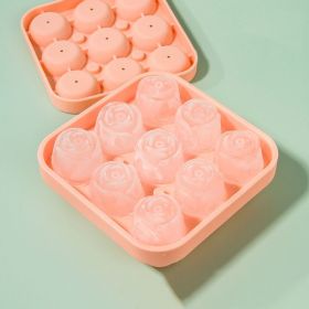 1pc; Frozen Ice Rose Mold; Food Grade Silicone Cork Block Ice Box Ice Cream Maker Household Grinder (Color: Pink, Material: Food Grade Silicone)