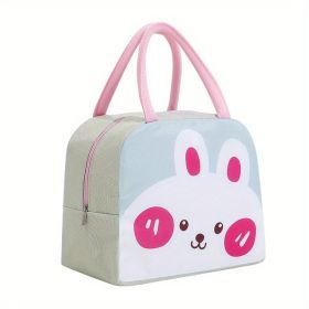 1pc Cartoon Rabbit Animal Cute Bento Bag; School Insulation Lunch Box; Lunch Bag (Color: Gray Rabbit)