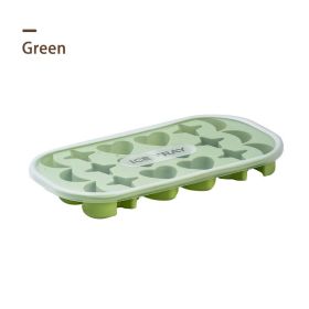 1pc 18 Holes Silicone Ice Tray With Cover; 18 Grids Flexible Ice Tray With Moon; Star And Heart-shaped Mold For DIY Handmade Ice Cube; Pink; Yellow; G (Color: Green)