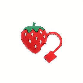 1pc Straw Tips Cover; Lovely Cartoon Reusable Drinking Straw Plugs; Reusable Straw Tips Lids For Straws (Style: Strawberries)