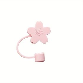 1pc Straw Tips Cover; Lovely Cartoon Reusable Drinking Straw Plugs; Reusable Straw Tips Lids For Straws (Style: Cherry Blossoms)