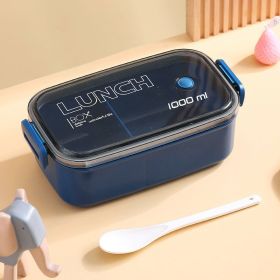 Lunch Box Microwavable Bento Box Food Container Dinnerware Lunchbox For Kids Student Office Sealed Leak-proof Portable Boxes (Color: Navy Blue, Lunch Box Capacity: 1000ml)