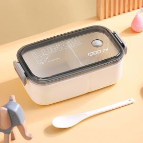 Lunch Box Microwavable Bento Box Food Container Dinnerware Lunchbox For Kids Student Office Sealed Leak-proof Portable Boxes (Color: White, Lunch Box Capacity: 1000ml)