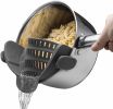 Kitchen Snap N Strain Pot Strainer and Pasta Strainer - Adjustable Silicone Clip On Strainer for Pots, Pans, and Bowls - Gray