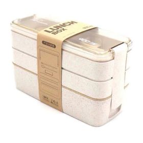 Separate Microwave Oven Light Lunch Box (Color: Apricot)