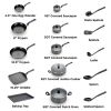 Easy Care Nonstick Cookware, 20 Piece Set, Grey, Dishwasher Safe