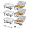 VEVOR 4-Pack Rectangle Chafing Dish Set with Full-Size 8Qt Pan Frame Fuel Holder