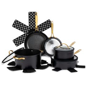 Nonstick 12-Piece Cookware Set, Gold (actual_color: Gold)