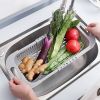 1pc Retractable Fruits And Vegetables Drain Basket; Extendable Over The Sink; Adjustable Strainer; Sink Washing Basket For Kitchen