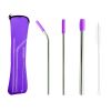 5pcs Set Stainless Steel Straws; Reusable Metal Straws With Silicone Tips; Sturdy Bent Straight Drinks Straw; Food Grade Straw; With 3pcs Straws; 1pc