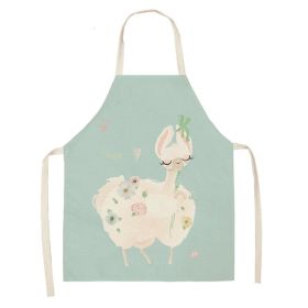 Alpaca Cartoon Cotton Linen Apron Sleeveless Antifouling Kitchen Home Cooking Waist Hanging Neck Kids' Bib (Option: 18-55x68cm)